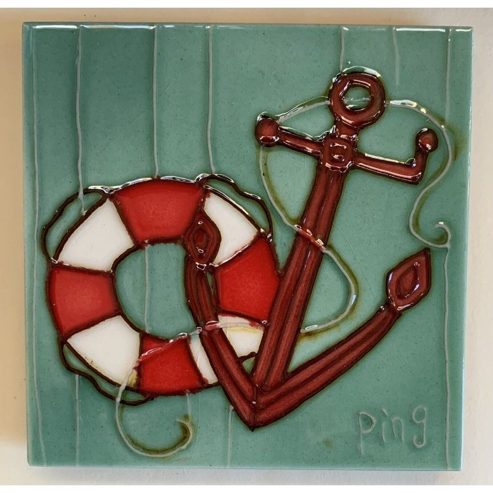 Anchor Life Ring Buoy Backsplash 4x4 Decorative Ceramic Wall Art Tile New Gift